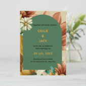 Kleurrijke Bloemen Uitnodiging Portret van de brui (Staand voorkant)