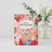 Kleurrijke bloemen valentine briefkaart (Staand voorkant)