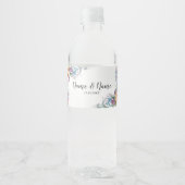 Kleurrijke bloemen van de bruiloft waterfles etiket (Voorkant)