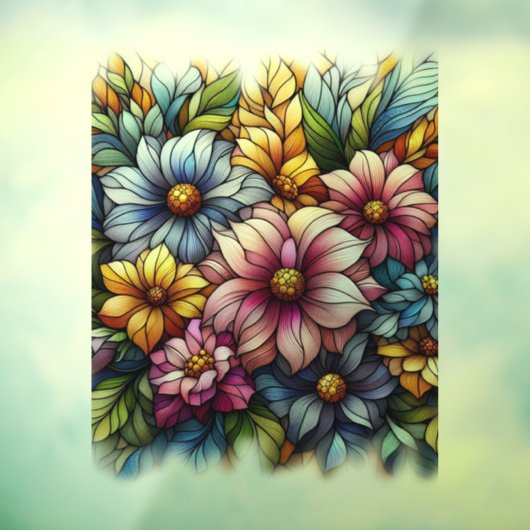  Kleurrijke Bloemen Venster Cling Raamsticker (Vel 3)