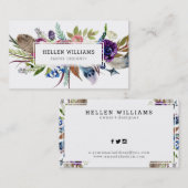 Kleurrijke bloemen & veren boeket visitekaartje (Voorkant / Achterkant)