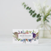 Kleurrijke bloemen & veren boeket visitekaartje (Staand voorkant)