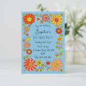 Kleurrijke Bloemen Verjaardag uitnodiging (Staand voorkant)