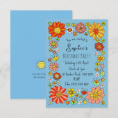 Kleurrijke Bloemen Verjaardag uitnodiging (Voorkant / Achterkant)