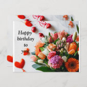 "Kleurrijke Bloemen Verjaardagsuitnodiging Briefka Uitnodiging Briefkaart (Voorkant / Achterkant)