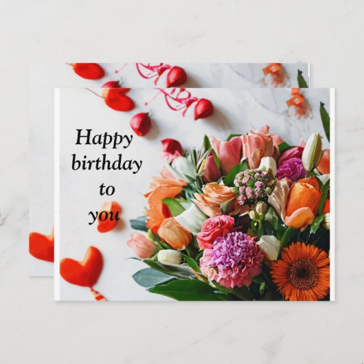 "Kleurrijke Bloemen Verjaardagsuitnodiging Briefka Uitnodiging Briefkaart (Voorkant / Achterkant)