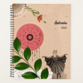 Kleurrijke  Bloemen Vintage Collage Maandelijks Planner (Voorkant)