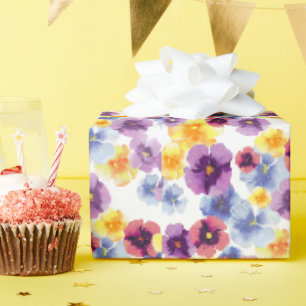 Kleurrijke Bloemen Viooltje Patroon Elegante Boho  Cadeaupapier
