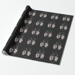 Kleurrijke bloemen, vlinders, longen illustratie. cadeaupapier