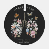 Kleurrijke bloemen, vlinders, longen illustratie. glas ornament (Achterkant)