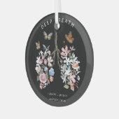 Kleurrijke bloemen, vlinders, longen illustratie. glas ornament (Voorkant links)