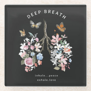 Kleurrijke bloemen, vlinders, longen illustratie. glazen onderzetter