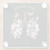 Kleurrijke bloemen, vlinders, longen illustratie. glazen onderzetter (Achterkant)