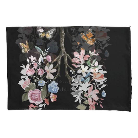 Kleurrijke bloemen, vlinders, longen illustratie. kussensloop (Voorkant)