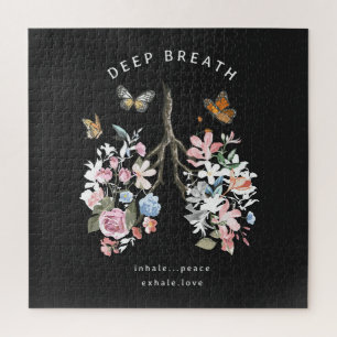 Kleurrijke bloemen, vlinders, longen illustratie. legpuzzel