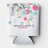 Kleurrijke bloemen, vogels en vogelkooien Buwontwe Blikjeskoeler (Voorkant)