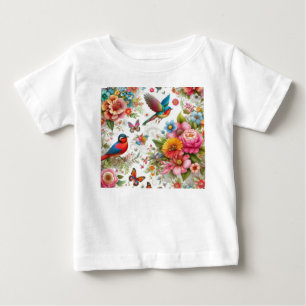 Kleurrijke Bloemen Vogels Vlinders Sjabloon