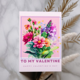 Kleurrijke bloemen voor mijn Valentijn Briefkaart