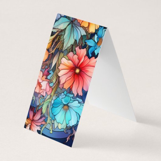 Kleurrijke Bloemen Vouwen Bladwijzer Bookmarkers Visitekaartje (Achterkant)