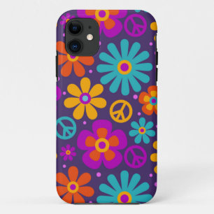 Kleurrijke Bloemen Vrede Liefde Groovy Retro Hippi Case-Mate iPhone Case