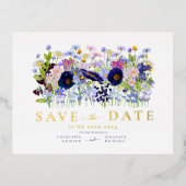 Kleurrijke Bloemen Waterverf Bruiloft Goud Folie Uitnodiging Briefkaart (Voorkant)