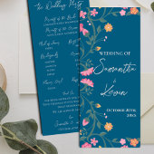 Kleurrijke Bloemen Waterverf Lijst Trouwprogramma Kaart