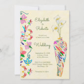 Kleurrijke Bloemen Waterverf Mexicaanse bruiloft Kaart (Voorkant)