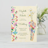 Kleurrijke Bloemen Waterverf Mexicaanse bruiloft Kaart (Staand voorkant)