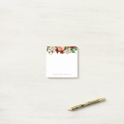 Kleurrijke Bloemen Waterverf Rozen Elegant Post-it® Notes (Op bureau)