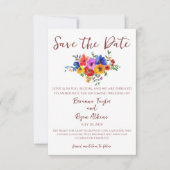 Kleurrijke Bloemen Waterverf Save the Date (Voorkant)