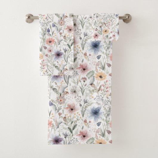Kleurrijke Bloemen Waterverf Styl Botanica Handdoe Bad Handdoek (Insitu)