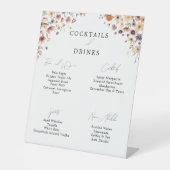 Kleurrijke Bloemen Wedding Drinken Bar Reclamebord Met Voetstuk (Voorkant)