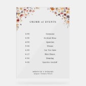 Kleurrijke Bloemen Wedding Orde van Evenementen Acryl Bord (Voorkant)