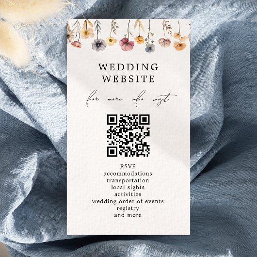 Kleurrijke Bloemen Wedding QR Code Website Details Informatiekaartje