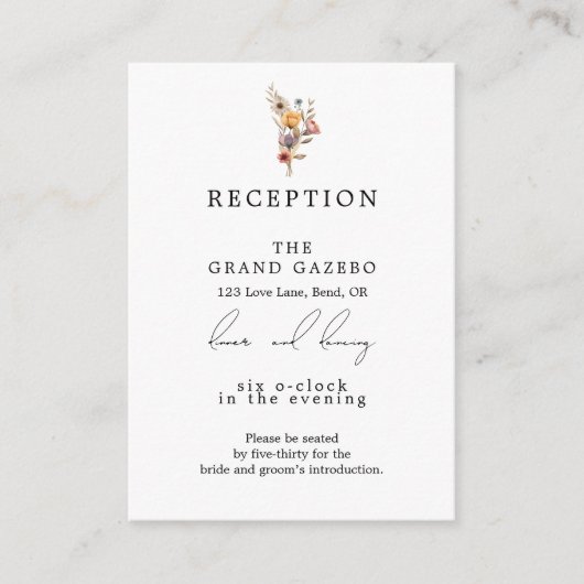 Kleurrijke Bloemen Wedding Receptie Enclosure Kaar Informatiekaartje (Voorkant)