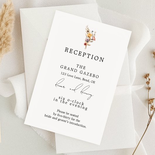 Kleurrijke Bloemen Wedding Receptie Enclosure Kaar Informatiekaartje