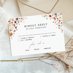Kleurrijke Bloemen Wedding RSVP Response Kaart