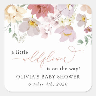 Kleurrijke Bloemen, Wilde Bloemen, Boho, Baby Borr Vierkante Sticker