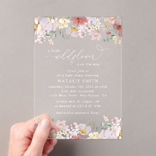 Kleurrijke Bloemen, Wilde Bloemen, Boho, Baby Show Acryl Uitnodigingen
