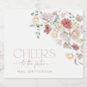 Kleurrijke Bloemen, Wilde Bloemen, Boho, Bruidsfee Sparkling Wijnetiket (Enkel label)