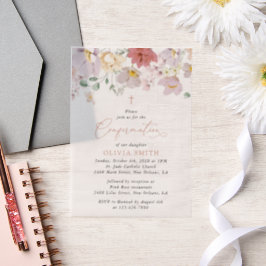 Kleurrijke Bloemen, Wilde Bloemen, Boho, Communie Vellum Uitnodigingen