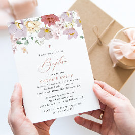 Kleurrijke Bloemen, Wilde Bloemen, Boho, Doop Kaart