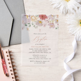 Kleurrijke Bloemen, Wilde Bloemen, Boho, Doop Vellum Uitnodigingen