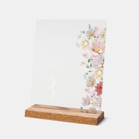 Kleurrijke bloemen, wilde bloemen, Boho, tafelnumm Acryl Bord (Hoek)