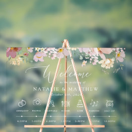 Kleurrijke bloemen, wilde bloemen, bruiloft tijdli acryl bord