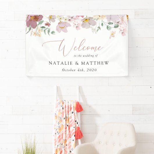 Kleurrijke bloemen, wilde bloemen, bruiloft welkom spandoek (Insitu)