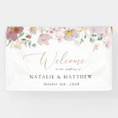 Kleurrijke bloemen, wilde bloemen, bruiloft welkom spandoek (Horizontaal)