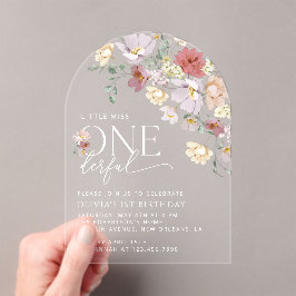 Kleurrijke Bloemen, Wilde Bloemen, Eerste Verjaard Acryl Uitnodigingen