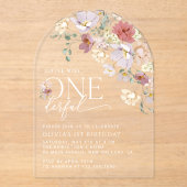 Kleurrijke bloemen, wilde bloemen, eerste verjaard acryl uitnodigingen (Voorkant)