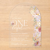 Kleurrijke bloemen, wilde bloemen, eerste verjaard acryl uitnodigingen (Voorkant)